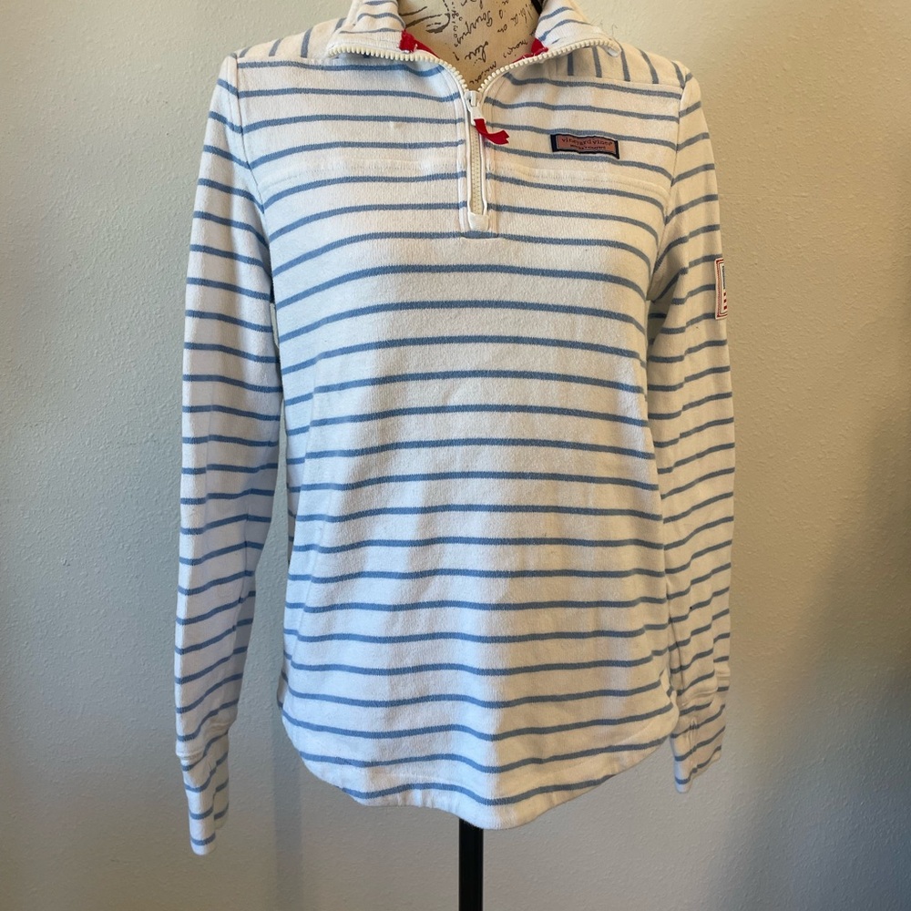 Vineyard vines dreamcloth Shep light blue and white Striped Quarter-Zip Pullover